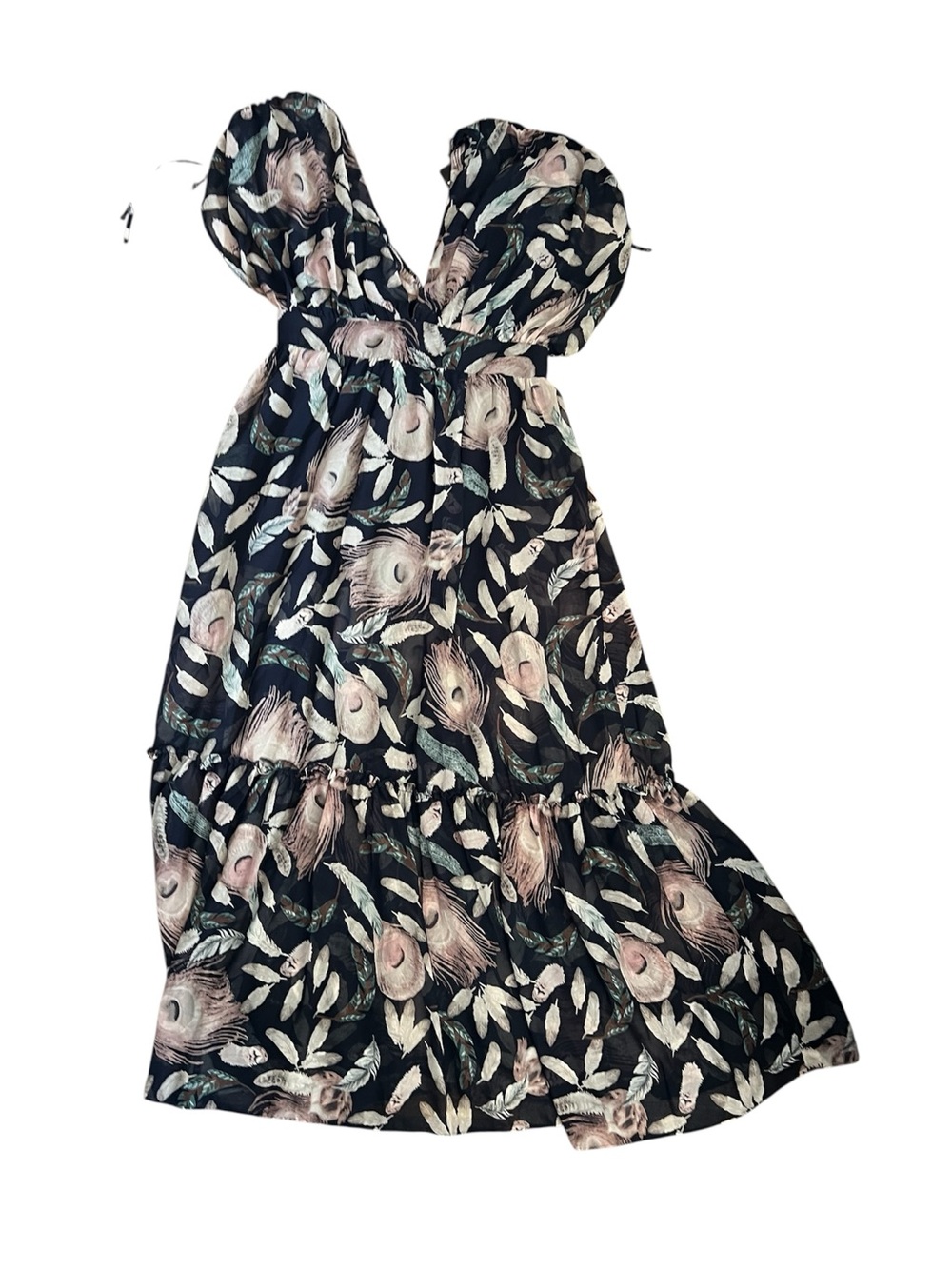 Fashion Nova Farrah Floral Maxi Dress NWT Blue Combo Boho V-Neck Size - Picture 5 of 10